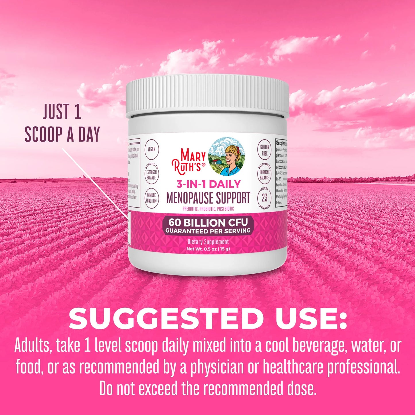 Menopause Support Powder for Women, 60 Billion CFU, 0.5 Oz