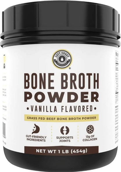 (2 Pack)  Keto Bone Broth Powder | Grass Fed Protein Powder with Collagen | Vanilla, 16 Oz