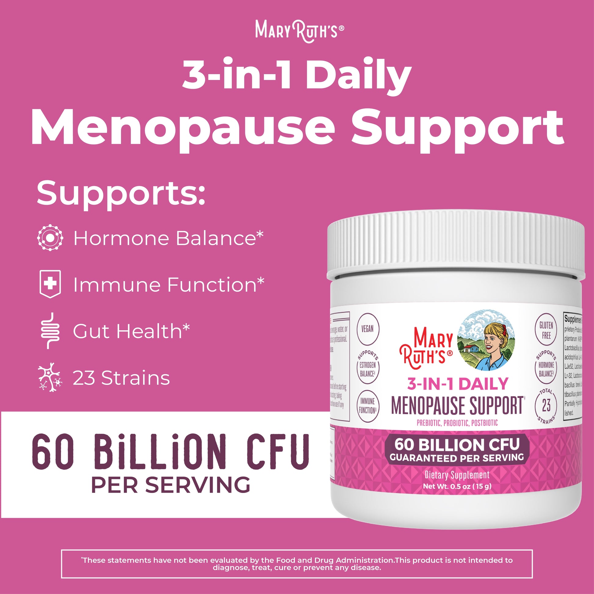 Menopause Support Powder for Women, 60 Billion CFU, 0.5 Oz