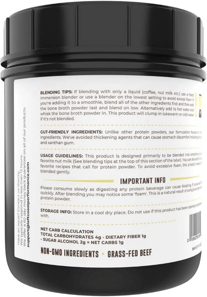 (2 Pack)  Keto Bone Broth Powder | Grass Fed Protein Powder with Collagen | Vanilla, 16 Oz
