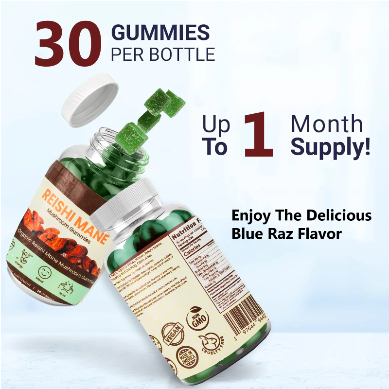 Reishi Mushroom Gummies for Immune Support, Heart Health, Improve Sleep