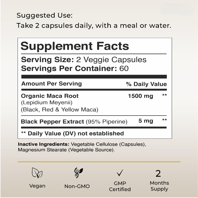 Organic Maca Root Capsules 1500Mg