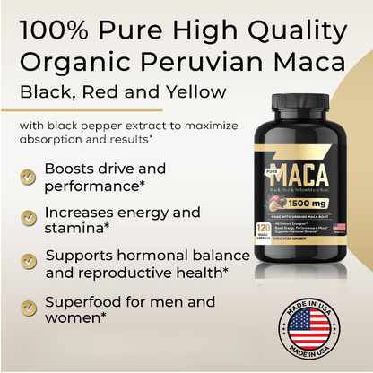 Organic Maca Root Capsules 1500Mg