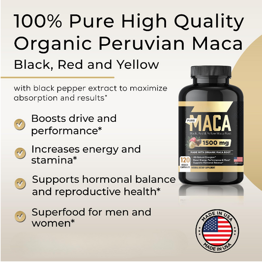 Organic Maca Root Capsules 1500Mg
