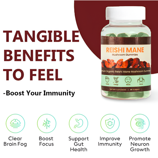 Reishi Mushroom Gummies for Immune Support, Heart Health, Improve Sleep