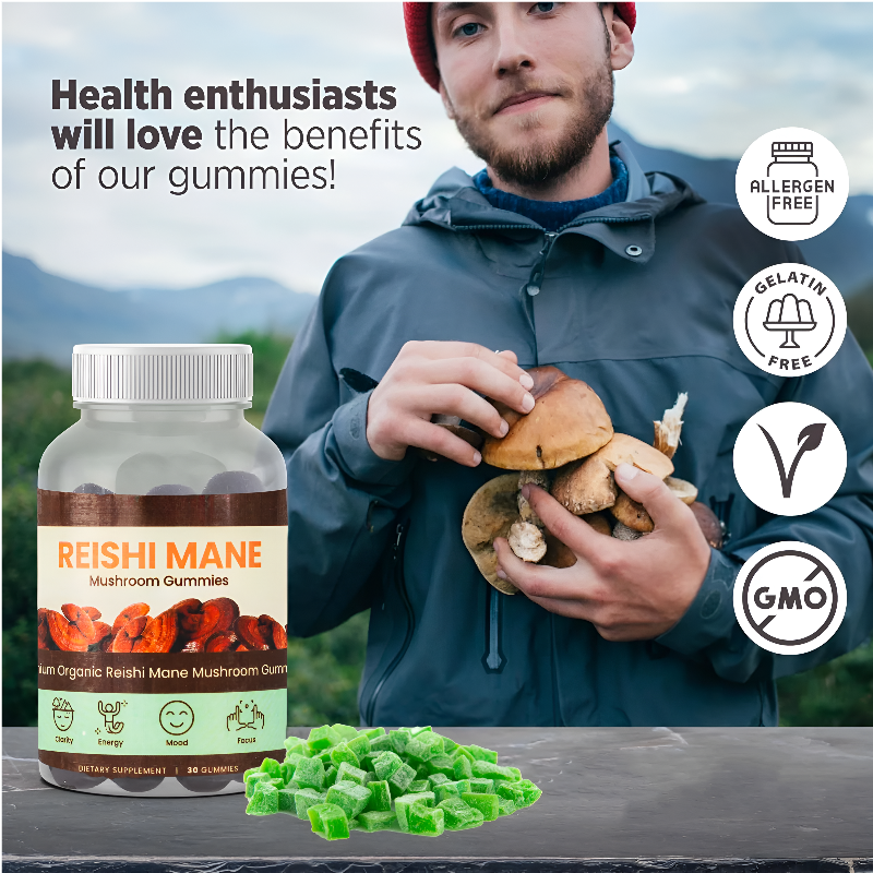 Reishi Mushroom Gummies for Immune Support, Heart Health, Improve Sleep